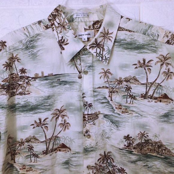 Lot of 2 Vintage 80s Pierre Cardin Shirts Button-up Men-XL Pocket SS Cott/Rayon - Picture 5 of 11